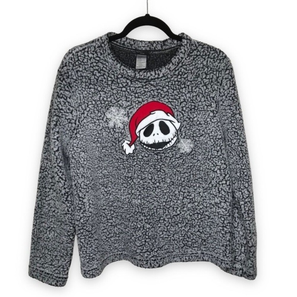 Disney Nightmare Before Christmas Jack Skellington Gray Sherpa Top Womens Medium